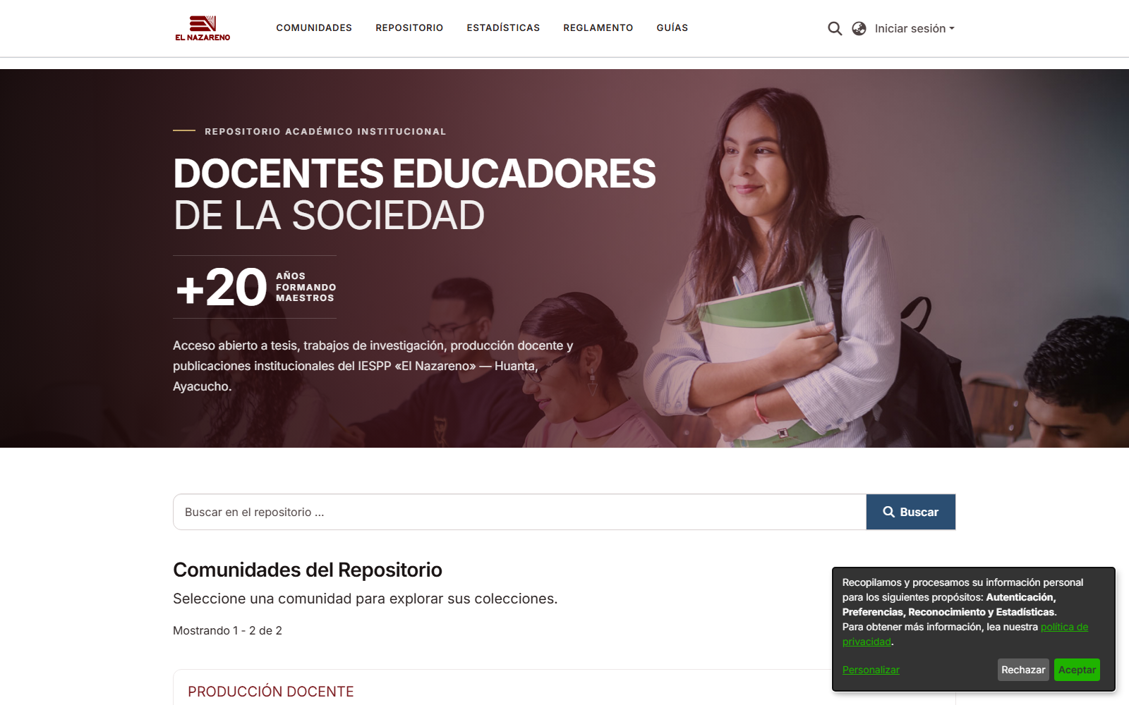 Portada del repositorio institucional del IESP El Nazareno